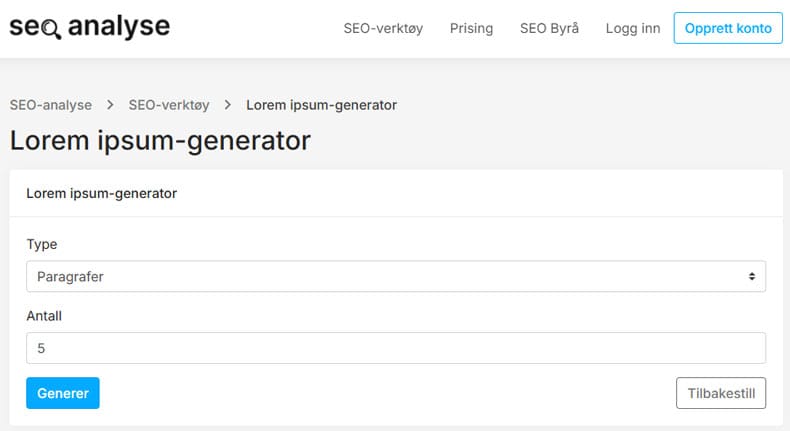 Lorem Ipsum Generator